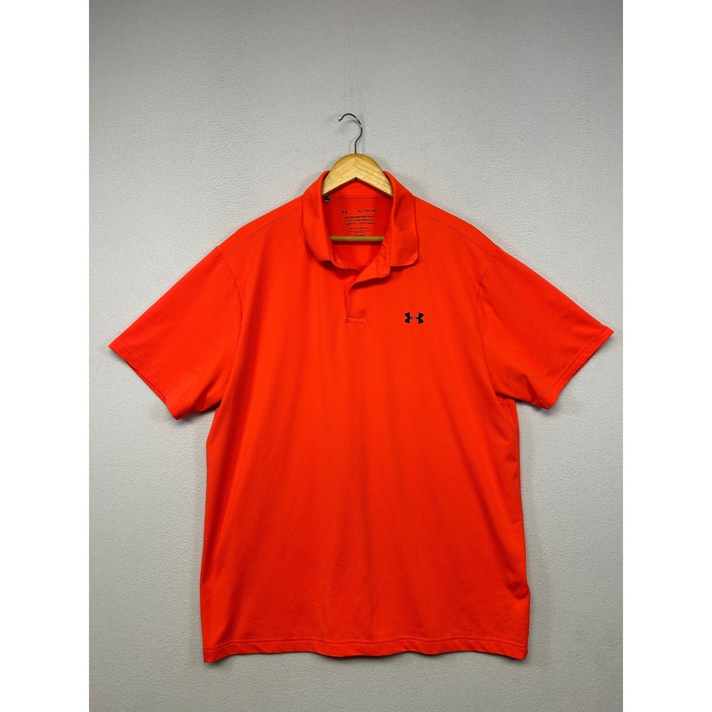 Athletic Golf Under Armour Mens XL Orange HeatGear Performance Polo Shirt